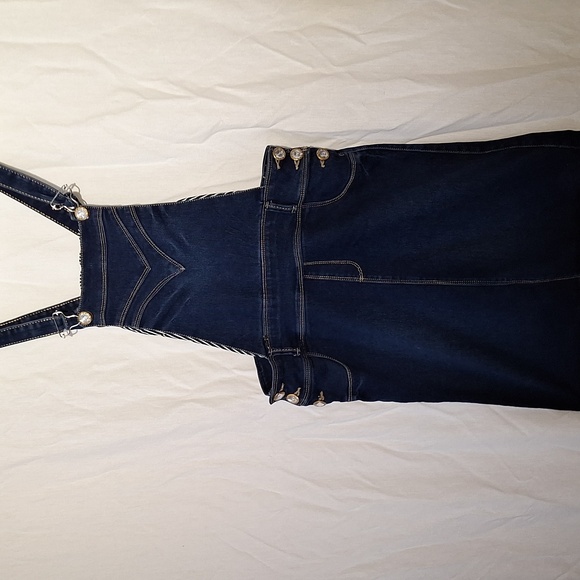 3/$20-Denim Midi Overall Skirt W. Suspenders And Faux Diamond Trim, 6, NWOT - Picture 7 of 12